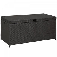 Outsunny Wicker Deck Box, 118 Gallon Pe Rattan Storage Box, Grey
