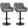 HOMCOM Adjustable Bar Stools Set of 2, Swivel Tufted Fabric Barstools