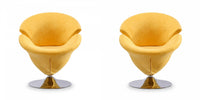 Tulip Modern Velvet Swivel Lounge Chair in Yellow - Set of 2