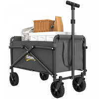 Outsunny Collapsible Folding Wagon Cart, Portable Outdoor Utility Compact Small Garden Cart with Universal Wheels and Adjustable Handle for Sports, Camping, Shopping, Grey