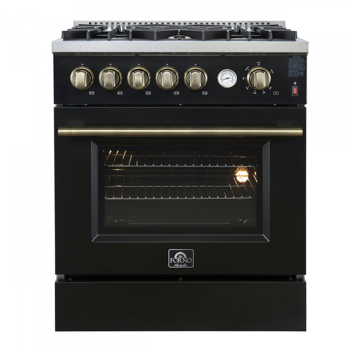 Forno Giovanni 30-inch Gas Range Black, 4.32 cu.ft, -FFSGS6274-30BLK