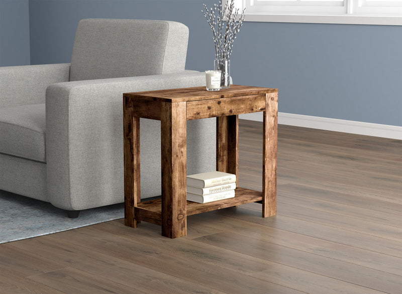 24” Classic Narrow Accent Table With Hidden Storage and Lower Shelf - Brown Reclaimed Wood