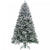 Homcom 7ft Flocked Artificial Christmas Tree With Metal Stand, Hinged Tips