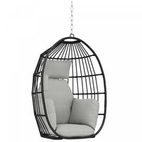 Outsunny Hanging Egg Chair Without Stand, Foldable Basket Swing Chair Grey