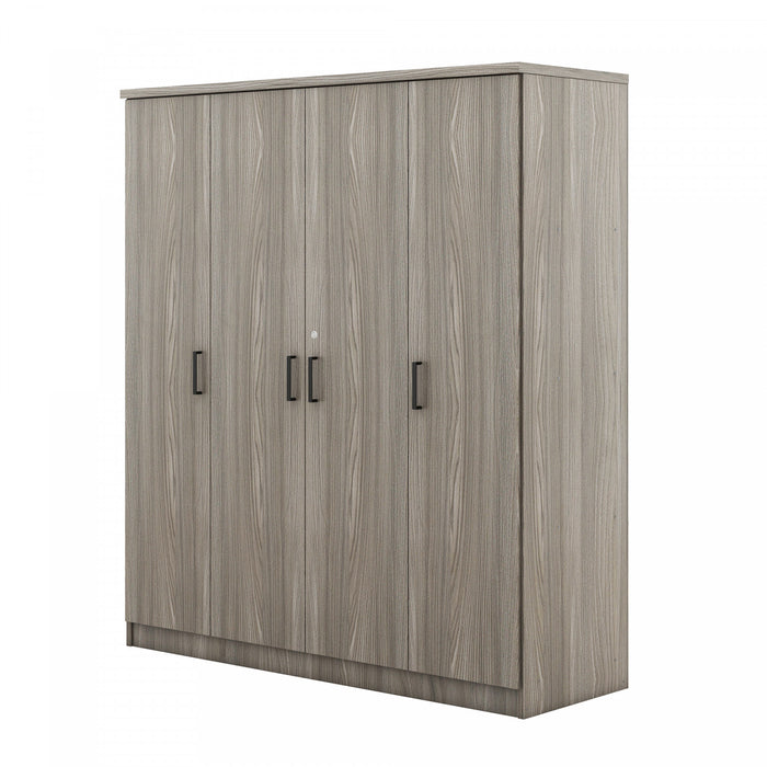 Christ 59.2\" 4-door Wooden Wardrobe With Drawer And Hanging Storage, Grey