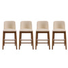Lois Rubber Wood Counter Stool Set of 4 with Upholstered Seat and Footrest,Beige | Lois lot de 4 tabourets de comptoir en bois d’hevea avec assise rembourree et repose-pieds, beige