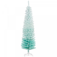 Homcom Slim Artificial Christmas Tree, Pencil Xmas Tree, Gradient Blue