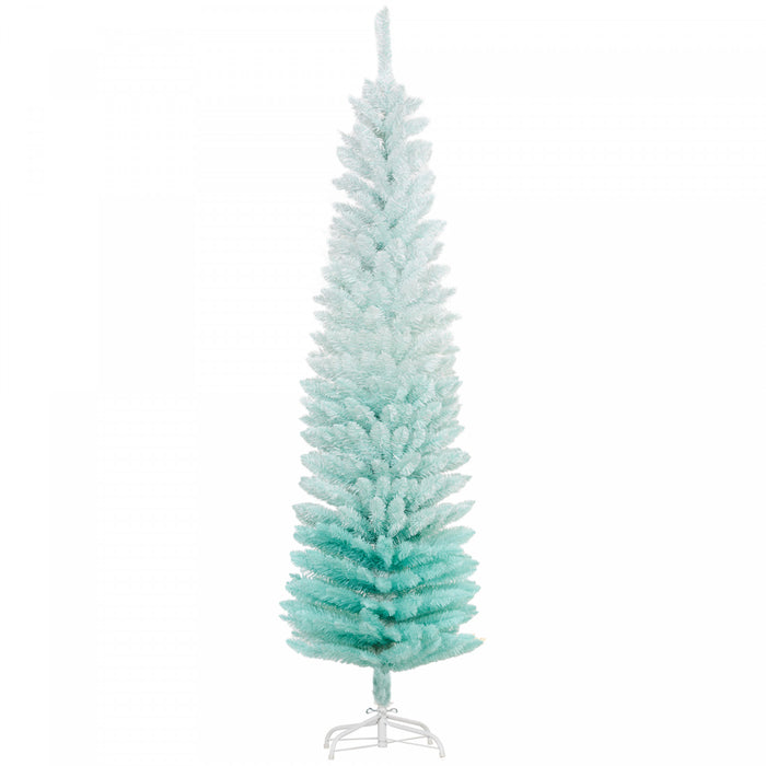 Homcom Slim Artificial Christmas Tree, Pencil Xmas Tree, Gradient Blue