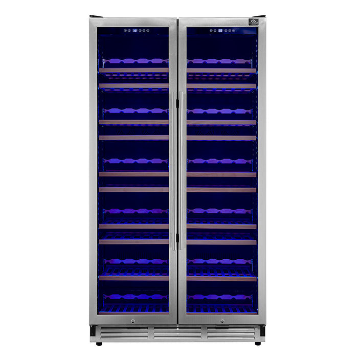 Forno Vernazza 40\"Side-by-Side Dual Zone Wine Cellar, 25.07 cu.ft Capacity, Stainless Steel- FWCDR6642-40S