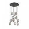 Vega Integrated Led 12 Light Chandelier, Black With Dark Smoke Glassware