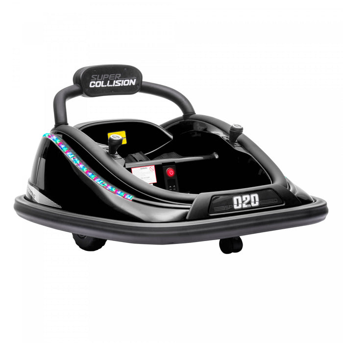 Aosom 12v Kids Bumper Car, 360° Rotation Electric Powered Ride-On Car, Twins Motor Battery Powered Toy, W/ Parent Remote Control, Safety Belt, Colorful Led Lights, For Boys And Girls, Black