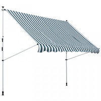 Outsunny 10x5ft Manual Retractable Awning, Patio Sun Shade Canopy Shelter With 5.6-9.2ft Support Pol