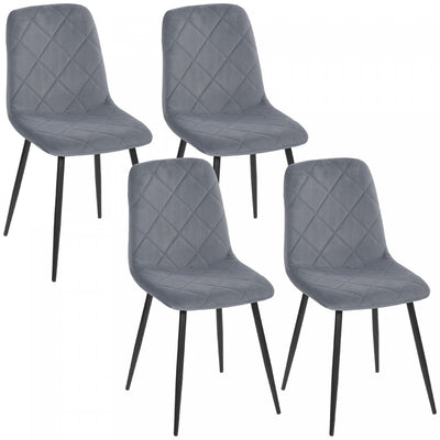 HOMCOM Dining Chairs Set of 4, Kitchen Chair with Metal Legs, Grey