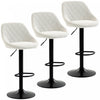 HOMCOM Bar Stools Set of 3 with Adjustable Linen-Look Bar Chairs, Off-White