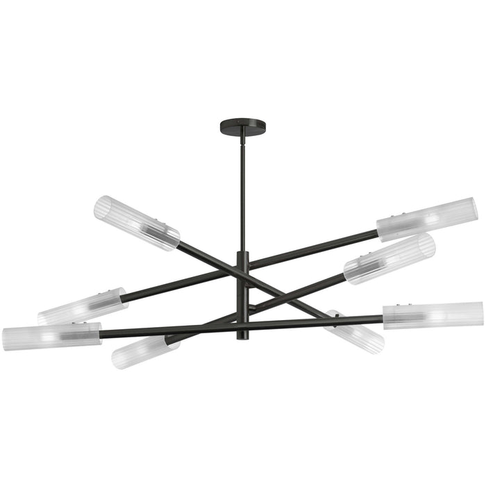 Dainolite Wand 8 Light Pendant Matte Black Frosted Glass Lamp