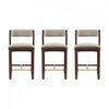 Patricia Modern Wood Upholstered Counter Stool in Linen - Set of 3