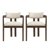 Evelyn Rubberwood Dining Chair with Armrests and Upholstery Seating Set of 2,Walnut 
