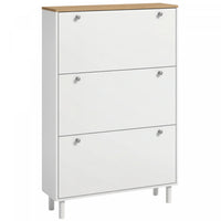 HOMCOM Shoe Cabinet with 3 Flip Drawers for 24 Pairs of Shoes, White