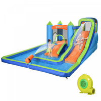 Outsunny 5 In 1 Kids Bounce House With Double Slides Pool Trampoline Climbing Wall Water Cannon, Inf
