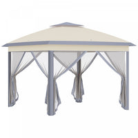 Outsunny 11' X 11' Pop-up Gazebo With Double Roof Carrying Bag, Beige And Grey