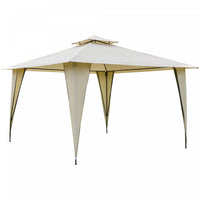 Outsunny 11x11ft Outdoor Party Gazebo Canopy Tent With 2-tier Roof & Dressed Legs, Beige