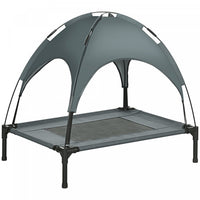 Pawhut Elevated Cooling Pet Bed Portable Raised Dog Cot With Canopy For Medium Sized Dogs, Indoor &