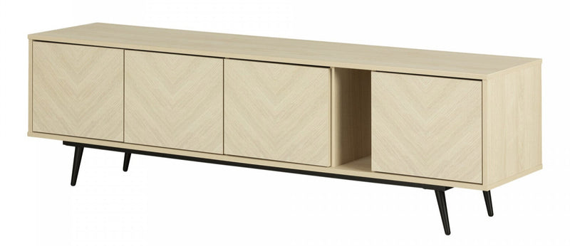 Oxford 71\" TV Stand with Doors - Bleached Oak & Light Beige