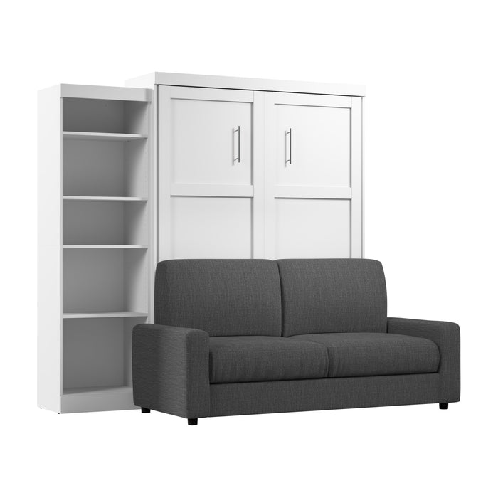 Bestar Pur Queen 5-Shelf Murphy Bed with Sofa - White
