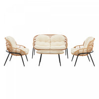 Pine Modern 4-Piece Conversation Set in Cream Patio Seating Package