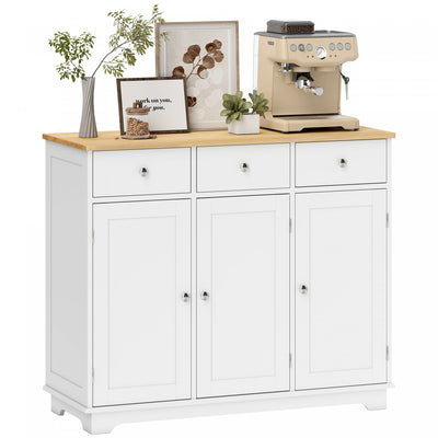 HOMCOM Coffee Bar Cabine, Kitchen Cabinet with Drawers, White