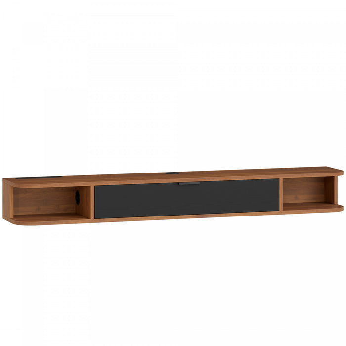 HOMCOM 55\" Floating TV Stand, Wall Mounted Media Console, Walnut