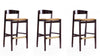 Klismos Mid-Century Modern Wood Upholstered Barstool in Camel - Set of 3