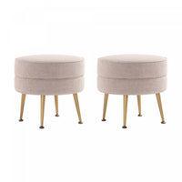Bailey Mid-Century Modern Upholstered Accent Ottoman in Wheat - Set of 2 