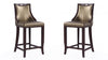Emperor Traditional Wood Upholstered Barstool in Bronze - Set of 2