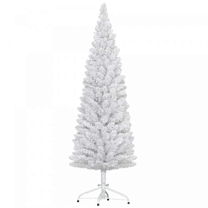 Homcom Snow Flocked Pencil Christmas Tree With Realistic Branch Tips White