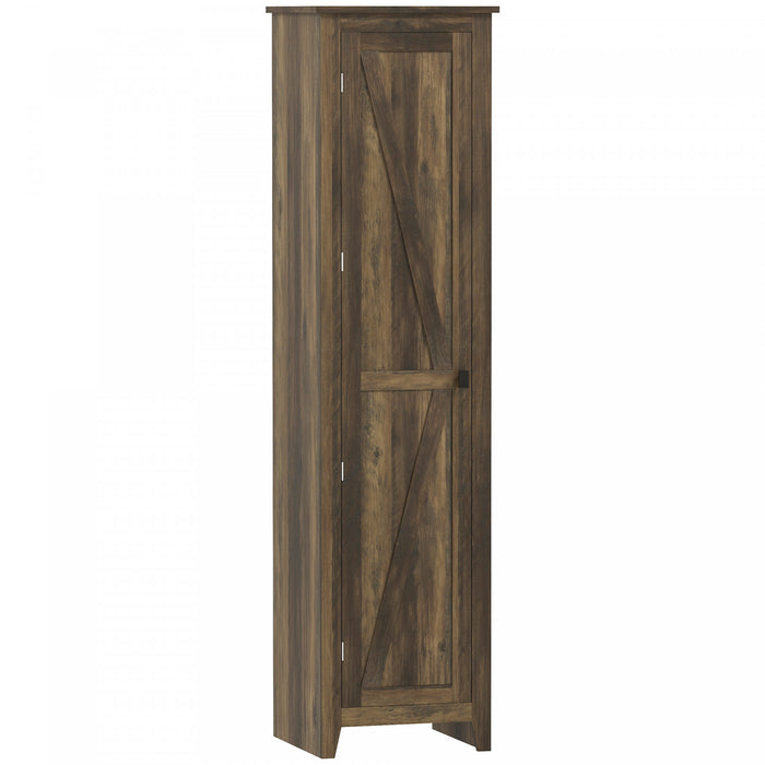 HOMCOM 67\" Kitchen Pantry, Storage Cabinet with Barn Door, Brown