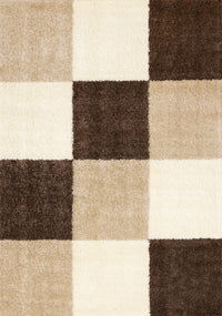 Fairmont Brown Beige White Checkered Rug, 7'10