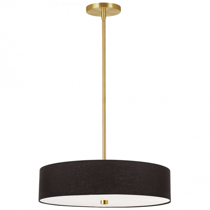 Dainolite Everly 4 Light Pendant Aged Brass Finish Black Shade Lamp