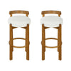 Elise Modern Round Seat Rubberwood Bar Stool Set of 2 with Curved Back Support and Sherpa Upholstery,White | Elise – Lot de 2 tabourets de bar modernes a assise ronde en bois d’hevea avec dossier incurve de soutien et revetement en sherpa, couleur blanche