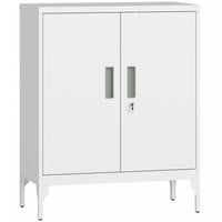 HOMCOM Metal Storage Cabinet with Lock, Steel Garage Cabinet, White