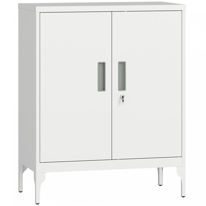 HOMCOM Metal Storage Cabinet with Lock, Steel Garage Cabinet, White