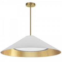 Dainolite Padme Pendant 30w Aged Brass White/Gold Shade Lamp