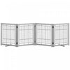 Pawhut Wooden Dog Gate Foldable Pet Fence For Small & Medium Dogs 4 Panel With Support Feet Freestanding Safety Barrier For House Doorway Stairs Light Grey