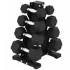 Soozier 100 LBS Dumbbell Set with Rack, Rubber Coated Hex Hand Weights