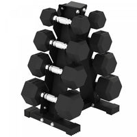 Soozier 100 LBS Dumbbell Set with Rack, Rubber Coated Hex Hand Weights