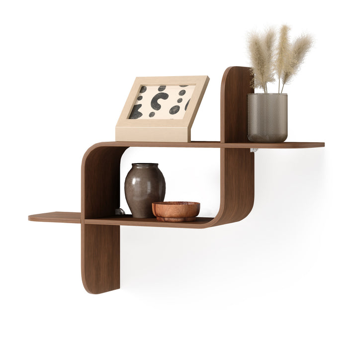 Umbra Modern Wood Montage Wall Shelf - Light Walnut