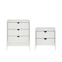 Coney Mid-Century Modern 2-Piece Dresser Set in White 