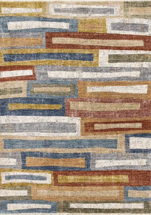 Macey Modern Grey Blue Red Sophisticated Area Rug - 7'10\" x 10'2\"