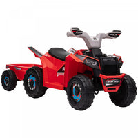 Aosom 6v Kids Atv Quad, Battery Powered Ride-On Electric Vehicle For Kids With Back Trailer, Wear-re