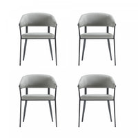 Belle Modern Metal Upholstered Dining Chair in Stone Gray - Set of 4